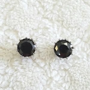 2 Carat Black Round CZ Crown Stud Earrings